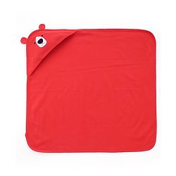 Babyhug Interlock Knit Hooded Towel with Animal Embroidery L 76 x B 76 cm - Red