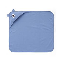 Babyhug Interlock Knit Hooded Towel with Animal Embroidery L 76 x B 76 cm - Blue