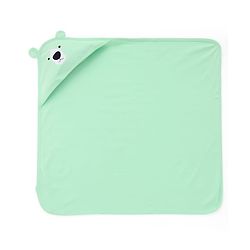 Babyhug Interlock Knit Hooded Towel with Animal Embroidery L 76 x B 76 cm - Sea green
