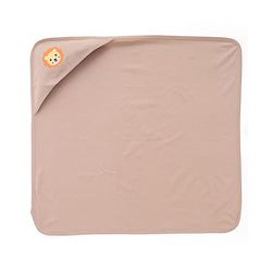 Babyhug Interlock Knit Hooded Towel with Animal Embroidery L 76 x B 76 cm - Brown