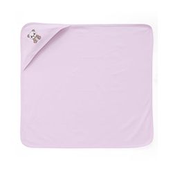 Babyhug Interlock Knit Hooded Wrapper With Panda Embroidery L 76 x B 76 cm - Pink