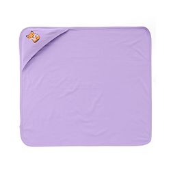 Babyhug Interlock Knit Hooded Towel With Fox Embroidery - lavender