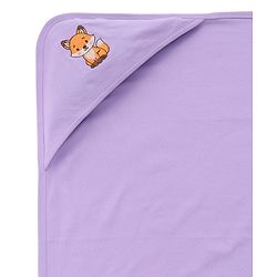 Babyhug Interlock Knit Hooded Towel With Fox Embroidery - lavender