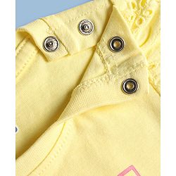 Babyhug Cotton Knit Half Sleeves Top With Floral Applique - Yellow