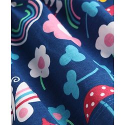 Babyhug Single Jersey Knit Frill Sleeves Printed Frock With Bloomer - Navy Blue
