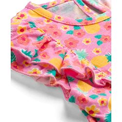 Babyhug Single Jersey Knit Half Sleeves Frock with Floral Print & Bow Applique - Peach