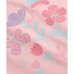 Babyhug Single Jersey Knit Half Sleeves Top & Shorts Set with Floral Print - Pink