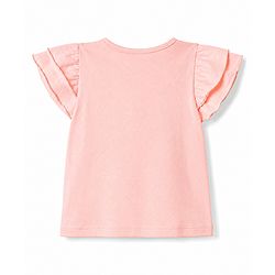 Babyhug 100% Cotton Single Jersey Knit Frill Sleeves Top & Shorts Set With Floral Print - Pink & Green