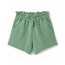 Babyhug 100% Cotton Single Jersey Knit Frill Sleeves Top & Shorts Set With Floral Print - Pink & Green