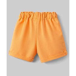 Babyhug Single Jersey Knit Half Sleeves Top & Shorts Set with Butterfly Embroidery - White & Orange