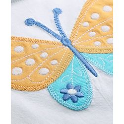 Babyhug Single Jersey Knit Half Sleeves Top & Shorts Set with Butterfly Embroidery - White & Orange