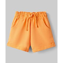 Babyhug Single Jersey Knit Half Sleeves Top & Shorts Set with Butterfly Embroidery - White & Orange