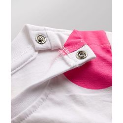 Babyhug Single Jersey Knit Half Sleeves Top & Skirt Set With Heart Print - White & Pink