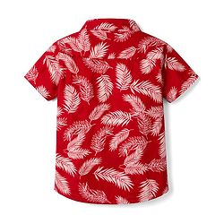 Babyhug Cotton Woven Half Sleeves Shirt With Leaf Print - Red