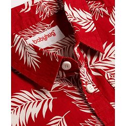 Babyhug Cotton Woven Half Sleeves Shirt With Leaf Print - Red