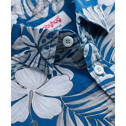 Babyhug 100% Cotton Woven Shirt Half Sleeve Regular Collar Printed Blue 9-12 Months
