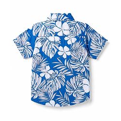 Babyhug 100% Cotton Woven Shirt Half Sleeve Regular Collar Printed Blue 9-12 Months