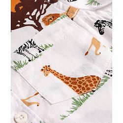 Babyhug Cotton Woven Shirt Half Sleeve Regular Collar Printed White 9-12 Months