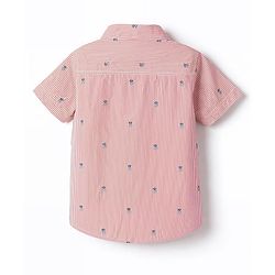 Babyhug Cotton Woven Half Sleeves Striped Shirt with Pineapple Print - Red