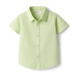 Babyhug Cotton Woven Half Sleeves Striped Shirt - Green
