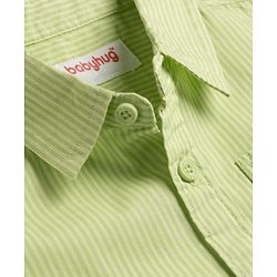 Babyhug Cotton Woven Half Sleeves Striped Shirt - Green