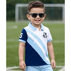 Babyhug 100% Cotton Knit Half Sleeves Cut N Sew Polo T-Shirt With Embroidery - Multicolour