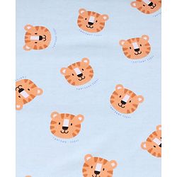 Babyhug Cotton Knit Hooded Towel With Tiger Print L 75 x B 75 cm - Light Blue