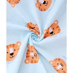 Babyhug Cotton Knit Hooded Towel With Tiger Print L 75 x B 75 cm - Light Blue