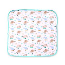 Babyhug Cotton Knit Hooded Towel With Elephant Print & Embroidery L 75 x B 75 cm - Blue