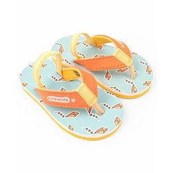 Cute Walk by Babyhug Kite Printed Flip Flops with Back Strap - Light Blue