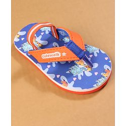 Cute Walk by Babyhug Back Strap Closure Flip Flops with Animal Print - Blue