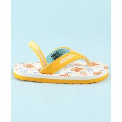 Cute Walk by Babyhug Back Strap Animal Printed Flip Flop - White & Orange