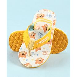Cute Walk by Babyhug Back Strap Animal Printed Flip Flop - White & Orange