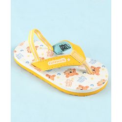 Cute Walk by Babyhug Back Strap Animal Printed Flip Flop - White & Orange