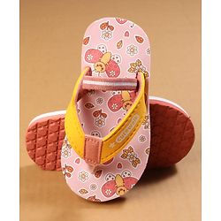 Cute Walk by Babyhug Back Strap Closure Flip Flops with Butterfly Print - Pink
