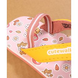 Cute Walk by Babyhug Back Strap Closure Flip Flops with Butterfly Print - Pink