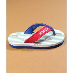 Cute Walk by Babyhug Flip Flops with Teddy Print - Red