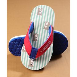 Cute Walk by Babyhug Flip Flops with Teddy Print - Red