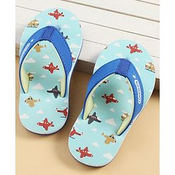 Cute Walk by Babyhug Slip On Aeroplane Printed Flip Flops - Blue