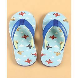 Cute Walk by Babyhug Slip On Aeroplane Printed Flip Flops - Blue