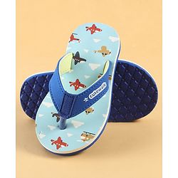 Cute Walk by Babyhug Slip On Aeroplane Printed Flip Flops - Blue