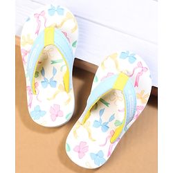 Cute Walk by Babyhug Flip Flops with Bow Print - Blue