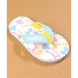 Cute Walk by Babyhug Flip Flops with Bow Print - Blue