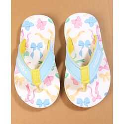 Cute Walk by Babyhug Flip Flops with Bow Print - Blue