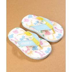 Cute Walk by Babyhug Flip Flops with Bow Print - Blue