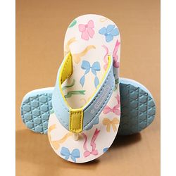 Cute Walk by Babyhug Flip Flops with Bow Print - Blue