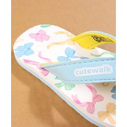 Cute Walk by Babyhug Flip Flops with Bow Print - Blue