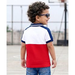 Babyhug Cotton Knit Polo T-Shirt With Graphics & 3D Badge - Multicolor
