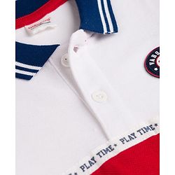 Babyhug Cotton Knit Polo T-Shirt With Graphics & 3D Badge - Multicolor