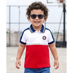 Babyhug Cotton Knit Polo T-Shirt With Graphics & 3D Badge - Multicolor